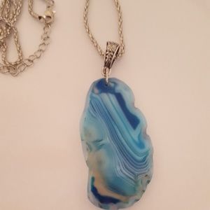 Blue onyx agate necklace
